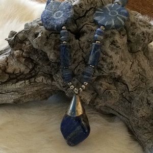 Lapis Lazuli carved beaded necklace